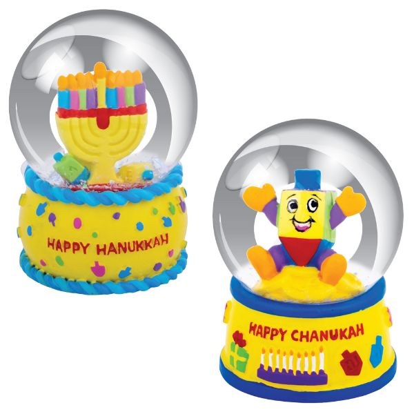 Mini Chanukah Snow Globe Yellow Assorted Designs Single Piece The